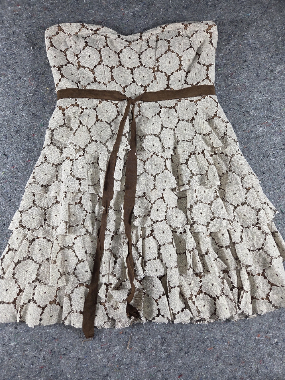 MM Couture Miss Me Strapless Lace Ruffle Mini Dress